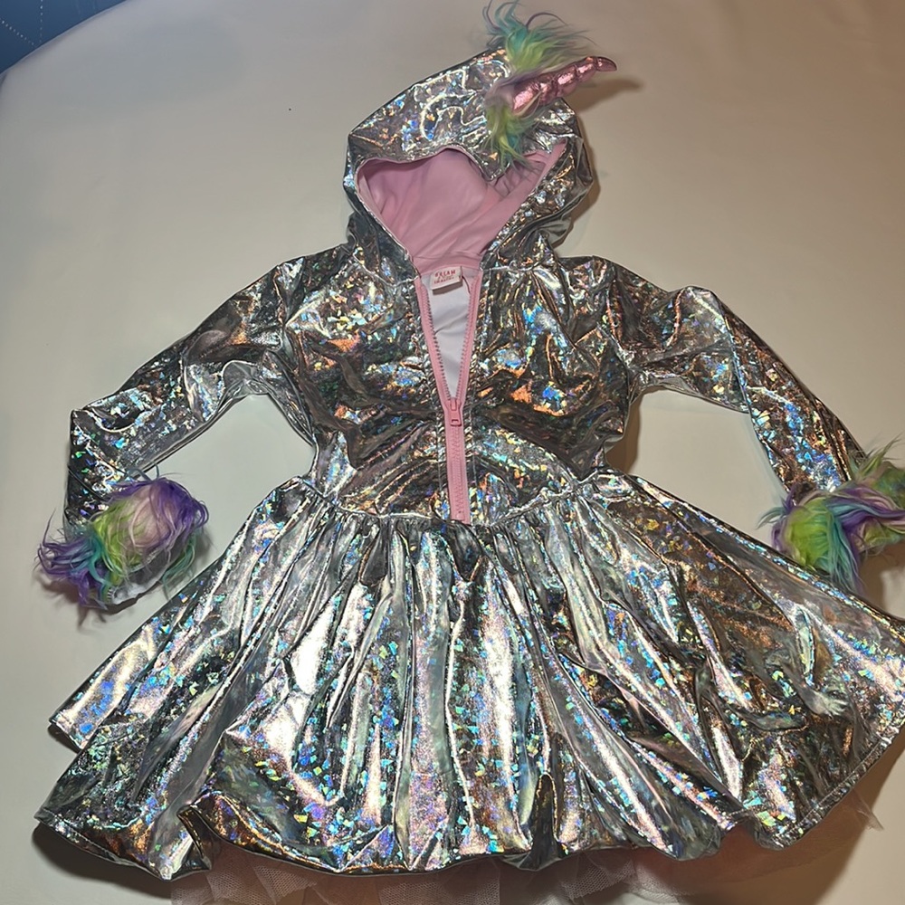 NEW Unicorn Costume Jacket Multi-colored Dress Up Halloween Child Sz Sm 4 Tulle